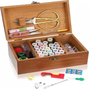나무 재봉 키트 상자 손 가정용 수리 도구 성인 여성 남성을 위한 귀여운 액세서리 용품이 포함된 유니버설