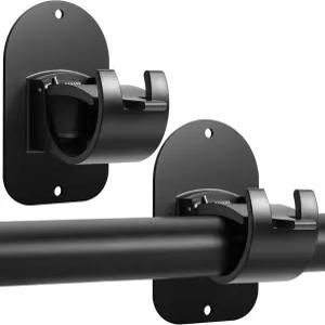 드릴 커튼 로드 홀더 행거 없음 - 자체 접착 후크 대형 플라스틱 브래킷 업그레이드 렌터 친화적 행거(2PCS