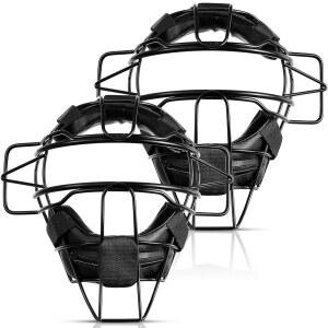 Deekin 2피스 마스크 경량 심판 소프트볼 페이스 할로우 야구 방어 필더 성인 청소년 가드, 블랙, 473.2ml(16온스)