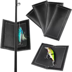 낚시 미끼 랩(4팩) 두꺼운 천자 방지 낚싯대용 3사이즈 PVC 가죽 커버 후크 다양한 미끼를 위한 안전한