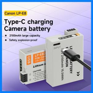 PALO LP-E8 USB 충전식 배터리, 캐논 EOS Rebel T3i 550D 600D Kiss X4 X5 X6 X7 카메라용