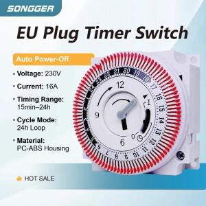 기계식 타이머 스위치 16A 230V 아날로그 일일 시간 제어기 가정용 및 산업용 자동화에 적합