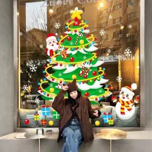 대형 창문스티커 시트지 크리스마스 쇼윈도 정전기 포토존 유리창 산타할