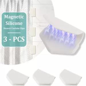 라이너용 마그네틱 실리콘 샤워 커튼 클립 3팩 자체 접착 방수 스플래시 가드 강력한 자석 홀더로 라이너를