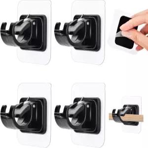 AccEncy 4 PCS 드릴 커튼 로드 브래킷 없음 자체 접착식 홀더 스티커형 행거 벽 욕실 주방용 후크