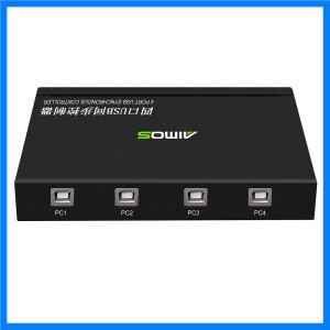 AIMOS AM-KM402 4 포트 USB 동기화 장치 키보드 마우스 컨트롤러 알루미늄 합금 KVM 스위처 넓은 호환성
