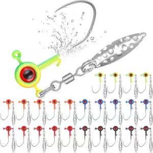 스카이레이티 크래피 지그 헤드 키트 낚시 언더스핀 후크 루어와 볼 및 스피너 블레이드를 사용한 소금물