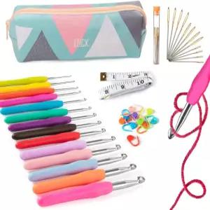스티버스 14사이즈 크로셰 후크 39팩 수납 케이스 롱 바늘 세트 초보자용 크로셰터 DIY 핸드 뜨개질 공예