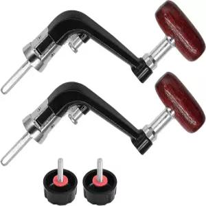 바이브도르 2PCS 낚시 손잡이 회전 릴 교체 갈색 나무