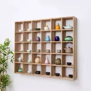 앤티크원목다기장 벽부착찻잔장 홈카페수납장 원목진열장 장식선반 미니