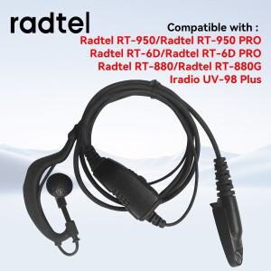 라드텔 RT-950  RT-880  RT-6D  Pro  UV-98 플러스 양방향 무전기용 이어피스 이어폰 헤드셋