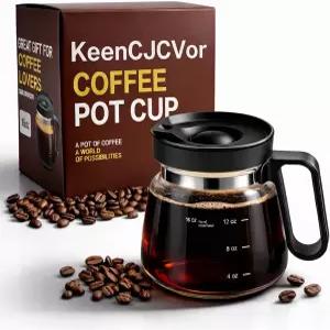 KeinCJCVor 16온스 유리 미니 커피 포트 머그잔 방수 투명 컵 여행 및 사무실용 노블리티 애호가를 위한