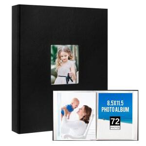 8 5x11 사진 앨범, 72장의 사진 8 페이지 사진 5x11 있는 8 블랙 커버, 가족 8 가죽 전면 5x11 앨범, 결혼식 창문이 5x11 사진,