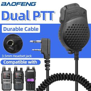 바오펑호환 듀얼 PTT 숄더 스피커 마이크 3.5mm 헤드셋 잭 baofeng호환 UV-5R MINI UV-82 양방향 무전기 호