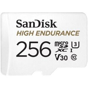 [미국배송] 대시 캠 및 홈 모니터링 시스템용 어댑터가 있는 SANDISK 256GB 고내구성 비디오 MICROSDXC 카드 - C10 U3 V30 4K UHD MICRO SD SDSQQNR-256G-GN6IA