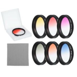 MECCANIXITY 37mm 점진적 컬러 필터 키트, 카메라 렌즈 액세서리 세트용 6개 세트, SLR 사진용 케이스 및 클리닝 천 포함, 오렌지, 옐로우, 블루, 퍼플, 레드, 그레이