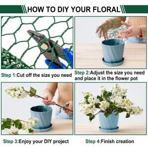 VEHO-육각형 스틸사 그물망 3미터 롤 꽃 예술 DIY 프로젝트용-정원 가꾸기  웨딩 부케-검정  녹색  커피색