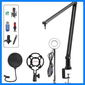 서스펜션 붐 가위 암 마이크 스탠드 팝 필터 충격 마운트 링 라이트, 하이퍼X 쿼드캐스트 A8 A6V K658 K669