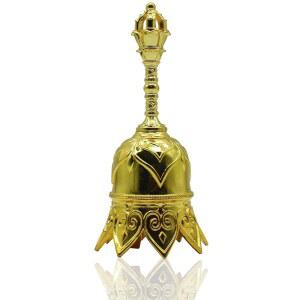 시니어 침대 옆 선생님을 위한 결혼식 연꽃 핸드벨에서 울리는 골든 로터스 핸드벨 초강력 호출벨 티벳벨 명상벨, 침대에 누워 있는 엄마를 선물(황금)