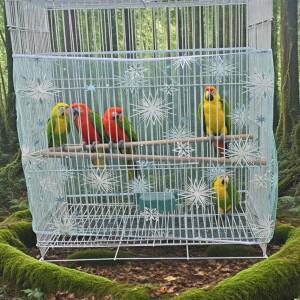 1PC 앵무새 케이지 메쉬 커버 안티 플라이 깃털 방지 먼지  범용 새장용 모기