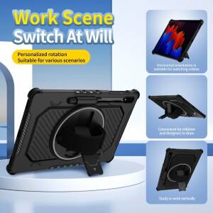 호환 삼성 갤럭시 탭 S7 S8 S9 S10FE용 태블릿 커버 회전 스탠드 케이스 S7FE S9Plus S10+ 12.4인치