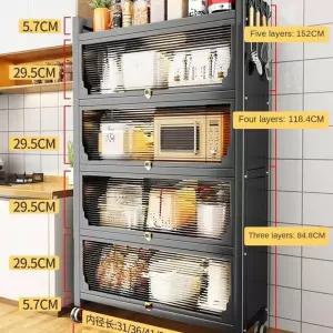 주방 선반 밥솥레일 오븐 다층 전자레인지 찬장 바닥 보관