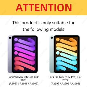 호환 아이패드 미니 7 A17 프로 케이스 2024  6 2021 펜슬 홀더 포함  7세대/6세대 8.3인치용 커버