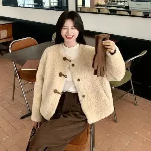 루타꽁몰 여성용 페이크 가죽 퍼 재킷 코트 일체형 HO1