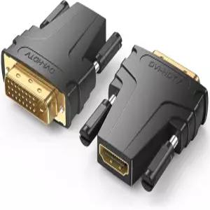 멜리야 2팩 DVI-HDMI 어댑터 모니터 PC PS4 PS3 프로젝터 TV용 금도금 양방향 DVI 남성-HDMI 여성 컨버터