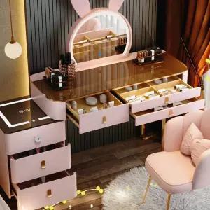 대 토끼 핑크 귀여운 공주 의자 서랍 모던 원룸 핑크화장대