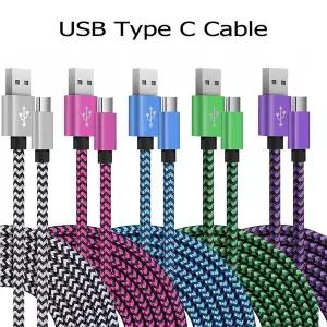 USB C 케이블 날짜 동기화 고속 충전 나일론 땋은 와이어 충전기 케이블 안드로이드 Typec 휴대 핸드폰 1m
