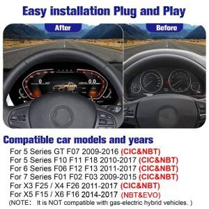 BMW 5/6/7  X3/X4/X5/X6 F01 클러스터 디지털 계기판 주행거리계 계 보드 게이지