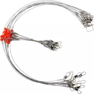 낚시 리더 12/24개의 낚싯줄 스테인리스 와이어 회전 스냅 연결 소금물 서핑 장비 및 미끼 또는 후크용