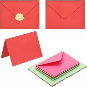 파티킬 20팩 10가지 다양한 색상의 4x6 빈 카드 및 봉투 인사말 카드용 스톡 골드 스티커가 포함된 V 플랩