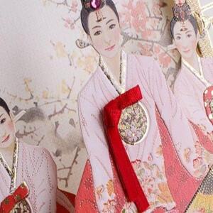 [2개구성] 전통 부채춤 팝업카드 축하문구 연말편지 연하장 감사전달 선물 GJWFIVXFX