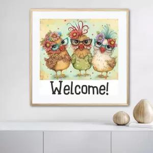 바이피산 십자수 키트 () - 닭 문양 스탬프 초보자용 11카운트 프린트 11CT 처리된 쉬운 패턴 니들포인트