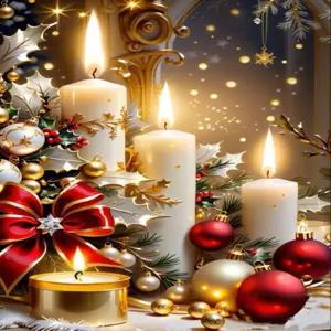 크리스마스 양초 스탬프 크로스 스티치 키트 패턴 치수 자수 예술 및 공예 초보자용 15.7x11.8인치