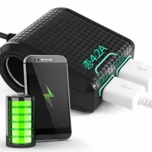 익스텐션 카본 2USB1구소켓 차량용 고속충전기 자동차충전기 차량용소켓