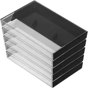 아부팬 레트로 테이프 박스 5팩 투명 플라스틱 카세트 보관 케이스 4.25X2.76X0.63인치 오디오 정리함