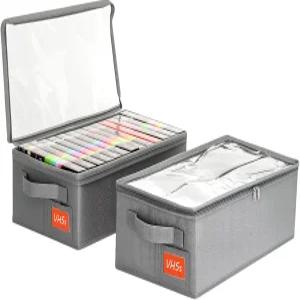 요요부 VHS 보관함 ？ 투명 PVC 뚜껑이 있는 2팩 카세트 테이프 보관 정리함 스태커블 클램셸 14개 가능 -