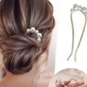 진주 올림머리 유핀 비녀 웨딩 한복 드레스 헤어코사지 뒤꽂이 유자 머리핀 헤어