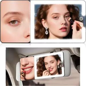 조명 및 20배 확대 기능이 있는 카 선바이저 베니티 미러 선바이저용 LED 라이트 업 메이크업 충전식 3가지