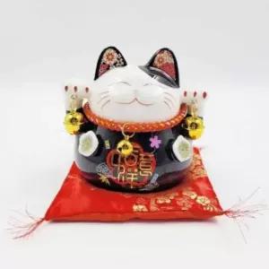 [문구/오피스] 마네킨네코 저금통 블랙 일본고양이 고양이저금통 도자기저금통