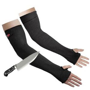 엄지 구멍이 있는 저항성 소매, 얇은 피부와 멍을 위한 팔 보호대, 여성, 남성, 노인을 케블라 소매 보호대(17.7인치, 검은색)