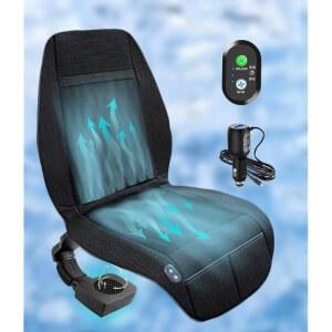 2026년 여름 대비 외장 팬 12V / 24V 쿨 시트 자동차 시원한 면 마 메쉬 소재 쿨러 외부 자동 시작/정지 기능 소음이 낮다 3단계 풍량 앉았을 때 편안하다 등과 엉덩이가 땀 차지 않는다 블랙 1장 일본어 설명서