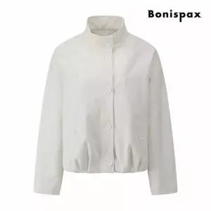 [보니스팍스] 하이넥 버튼업 블루종 점퍼 (XQ2JP001M0)