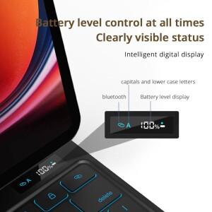 호환 삼성 갤럭시 탭 S9+/S8+/ S8 Plus/ S7 FE/ 12.4인치 멀티 앵글 트랙패드 백라이트 스마트 키보드용 매