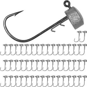 슈퍼업퍼 네드 리그 지그 후크 키트 배스 낚시 미끼용 더블 바브 헤드 1/15온스 3/32온스 1/8온스 3/20온스