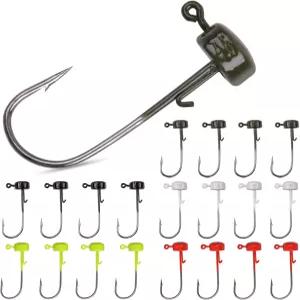 네드 리그 버섯 지그 헤드 후크 키트 20개의 정교한 부드러운 미끼용 낚시 베이스 크래피 담수 소금물