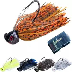 고투어 수영 지그 낚시용 3/8온스 위드 가드 베이스 배스용 스파이크 후크가 있는 위드리스 실리콘 스커트